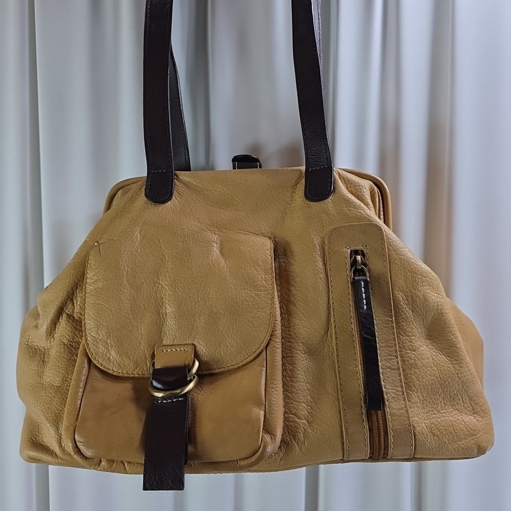 Sophia‎ Visconti Vintage Soft Leather Purse Handbag Shoulder Bag Tan Italy  Y2K
